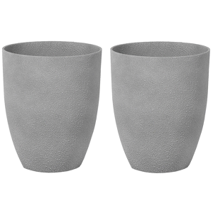 Beliani Plant Pot Grey Stone Polyresin 35 x 35 x 42 cm Indoor Outdoor Material:Stone Powder Size:35x42x35
