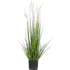 Beliani Artificial Potted Reed Plant Green and Black Synthetic Material 87 cm Grass Decoration Indoor Material:Synthetic Material Size:11x87x11