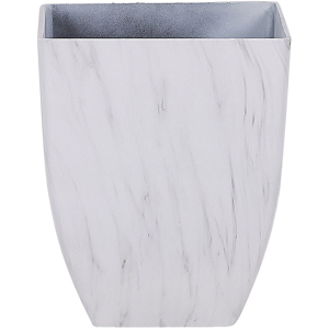 Beliani Outdoor Indoor Plant Pot Marble Effect White Stone Mixture Square 35 x 42 cm Modern Design Material:Stone Powder Size:35x42x35