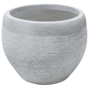 Beliani Plant Pot White 38x38x30 cm Fibre Clay Round Weather Resistant Material:Fibre Clay Size:38x30x38