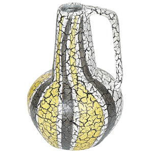 Beliani Decorative Vase Off-White Terracotta Distressed Effect Painted Vintage Look Oval Shape Material:Terracotta Size:24x34x24