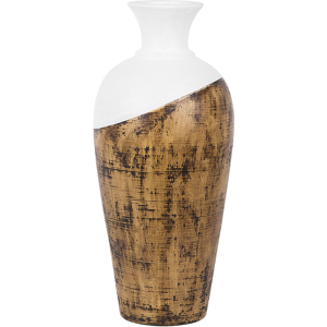 Beliani Tall Decorative Vase Light Wood and White Terracotta 44 cm Table Floor Vase Material:Terracotta Size:20x45x20