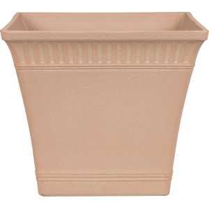 Beliani Plant Pot Planter Solid Peach Pink Stone Mixture Square 41 x 41 cm Outdoor Resistances All-Weather Material:Polyresin Size:41x36x41