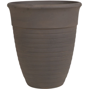 Beliani Plant Pot Planter Solid Brown Stone Mixture Polyresin Square ø 43 cm All-Weather Material:Polyresin Size:43x49x43