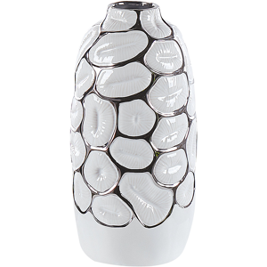 Beliani Flower Vase White Stoneware 34 cm Home Accessory Accent Piece Glamour Style Material:Stoneware Size:15x34x15