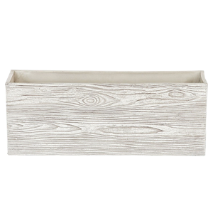 Beliani Plant Pot Planter White Wood with Fibre Clay Outdoor Resistances 54 x 21 cm All-Weather Material:Fibre Clay Size:17x21x54