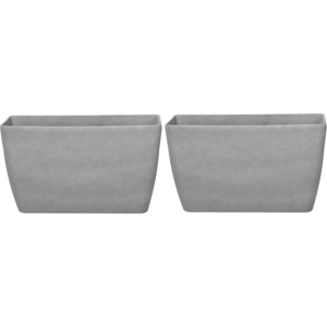 Beliani 2 Plant Pot Grey Stone Flower Planters 74 x 32 x 45 cm Modern Minimalistic Outdoor Indoor Decor Accessories Material:Stone Powder Size:32x45x74