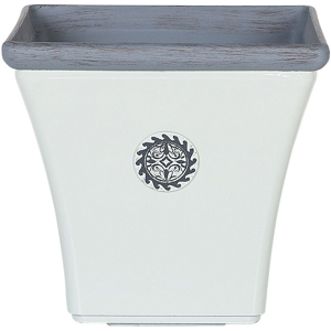 Beliani Plant Pot Planter White Stone Mixture Outdoor Resistances Square 32 x 31 cm All-Weather Material:Stone Powder Size:32x31x32