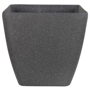 Beliani Plant Pot Planter Solid Dark Grey Stone Mixture Polyresin Square 49 x 49 cm UV Resistant Material:Polyresin Size:49x49x49