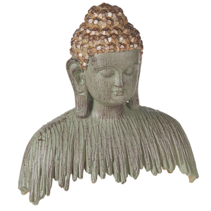 Beliani Decorative Figurine Grey with Gold Polyresin 23 cm Buddha Statue Statuette Ornament Distressed Finish Decor Accessories Material:Polyresin Size:10x23x23
