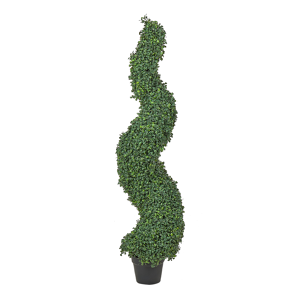 Beliani Artificial Potted Spiral Tree Green Plastic Leaves Material Metal Construction 120 cm Decorative Indoor Outdoor Garden Accessory Material:Synthetic Material Size:20x120x20