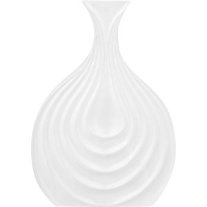 Beliani Decorative Table Vase White Stoneware Carved Surface Irregular Shape 25 cm Material:Stoneware Size:4x25x18