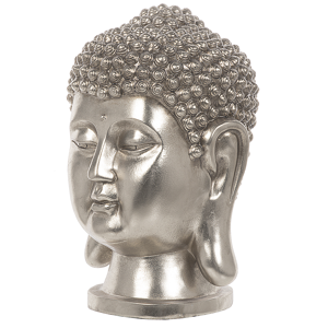 Beliani Decorative Figurine Silver Ceramic Buddha Head Statuette Ornament Glamour Style Decor Accessories Material:Polyresin Size:24x41x24