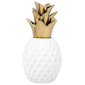 Beliani Decorative Figurine White Ceramic Pineapple Statuette Ornament Glamour Style Decor Accessories Material:Ceramic Size:12x23x12