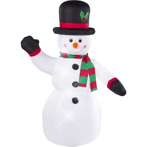 Beliani Outdoor LED Christmas Inflatable White Fabric Snowman Figure Garden Decoration Pre Lit Material:Polyester Size:75x200x155