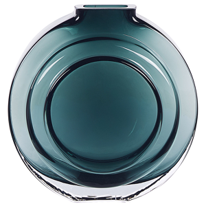 Beliani Flower Vase Turquoise Glass 27 cm Decorative Round Shape Tabletop Home Decoration Modern Design Material:Glass Size:6x27x16