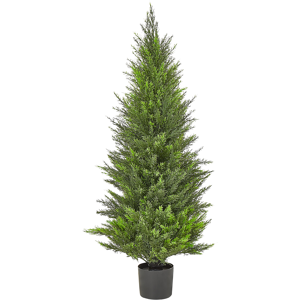 Beliani Artificial Potted Cedar Tree Green Plastic Leaves Material Solid Wood Trunk 120 cm Decorative Indoor Outdoor Garden Accessory Material:Synthetic Material Size:40x120x40