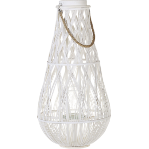 Beliani Lantern White Bamboo Wood and Glass 75 cm Indoor Outdoor Scandinavian Material:Bamboo Wood Size:39x77x39