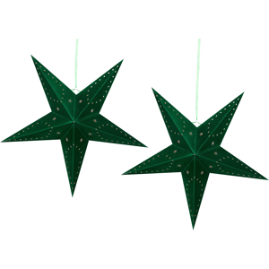 Beliani Set of 2 Star Lanterns Green Velvet Paper 60 cm Hanging Christmas Home Decororation Seasonal Festive Material:Paper Size:18x60x60