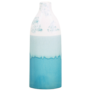 Beliani Flower Vase Blue and White Stoneware 35 cm Decorative Waterproof Piece Sky Blue Horizon Pattern Material:Stoneware Size:7x35x13