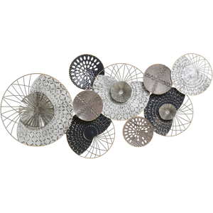 Beliani Wall Decor Circles Back and Silver Metal Wall Art Modern Style Material:Metal Size:8x58x118