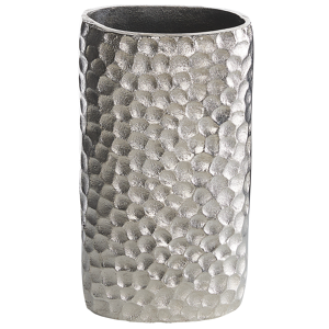 Beliani Flower Vase Silver Aluminium Metal Home Decor Handmade Tall Decorative Indoor Pot Material:Aluminium Size:8x31x16
