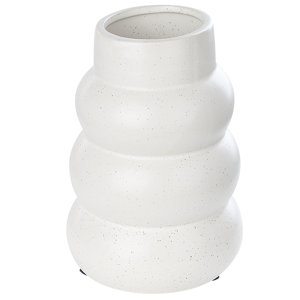 Beliani Flower Vase White Stoneware 22 cm Decorative Home Accessory Minimalistic Home Decor Material:Stoneware Size:14x22x14