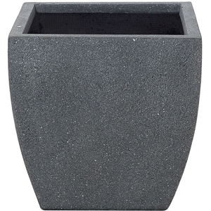 Beliani Plant Pot Grey Fibre Clay Flower Planter Square 39 x 39 x 38 cm Indoor Outdoor Garden Accessories Material:Fibre Clay Size:39x38x39