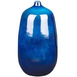 Beliani Jar Shaped Flower Vase Dark Blue Terracotta Modern Tall Living Room Bedroom  Material:Terracotta Size:27x45x27