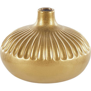 Beliani Decorative Vase Gold Stoneware 20 cm  Home Accessory Tabletop Accent Piece Glamour Style Material:Stoneware Size:25x20x25