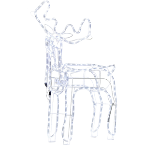 Beliani Outdoor LED Decoration White Metal 51 x 22 x 94 cm Animated Reindeer Seasonal Accessory Garden Home Décor with Lights Material:Iron Size:14x94x40