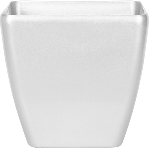 Beliani Plant Pot Planter Silver Fibre Clay High Gloss Outdoor Resistances 49 x 49 cm All-Weather Material:Polyresin Size:50x48x50