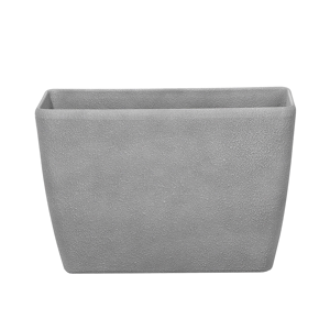 Beliani Plant Pot Grey Stone Flower Planter 60 x 27 x 41 cm Modern Minimalistic Outdoor Indoor Decor Accessories Material:Stone Powder Size:27x41x60