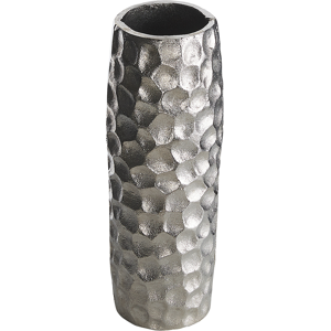 Beliani Flower Vase Silver Aluminium Metal Home Decor Handmade Tall Decorative Indoor Pot Material:Aluminium Size:10x32x9