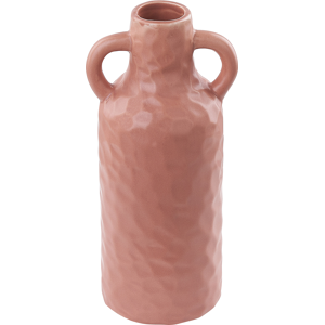 Beliani Flower Vase Pink Porcelain 24 cm Decorative Handmade Tabletop Home Accessory Decoration Traditional Design Material:Porcelain Size:10x24x10