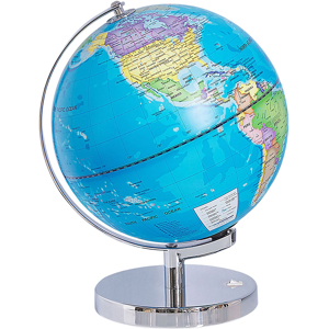 Beliani Decorative Globe Blue Silver Metal Stand Felt Pad LED Star Map 24 cm  Material:Synthetic Material Size:24x30x24