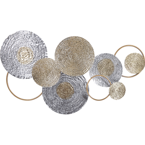 Beliani Wall Decor Gold and Silver Iron 110 x 60 cm Metal Sculpture Art Circles Nature Modern Glam Accessory Material:Iron Size:7x60x110