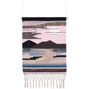 Beliani Wall Hanging Multicolour Cotton Handwoven with Decorative Tassels Mountain Motif Boho Style Living Room Bedroom Material:Cotton Size:1x80x50