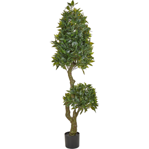 Beliani Artificial Potted Laurel Plant Green and Black Plastic 160 cm Decorative Indoor Accessory Material:Synthetic Material Size:42x160x42