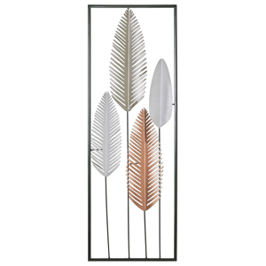 Beliani Wall Decor Feather Silver and Gold Metal Wall Art Modern Style Material:Metal Size:4x90x31