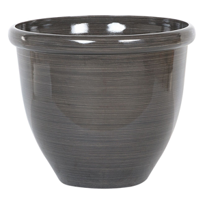 Beliani Plant Pot Planter Solid Brown Stone Mixture Polyresin High Gloss Outdoor Resistances Round ⌀ 40 cm All-Weather Material:Polyresin Size:40x34x40
