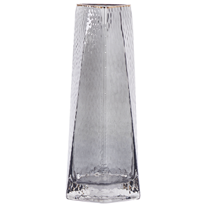 Beliani Flower Vase Grey Glass 27 cm Decorative Tabletop Home Decoration Modern Design Material:Glass Size:12x27x12
