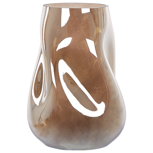 Beliani Flower Vase Golden Brown Glass 27 cm Semi-Transparent Decorative Irregular Shape Tabletop Home Decoration Modern Design Material:Glass Size:22x27x22