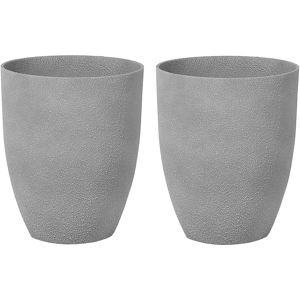 Beliani Plant Pot Grey Stone Polyresin 35 x 35 x 42 cm Indoor Outdoor Material:Stone Powder Size:35x42x35