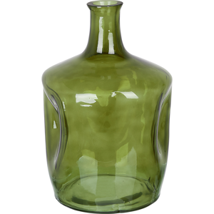 Beliani Flower Vase Olive Green Glass 35 cm Handmade Decorative Narrow Neck Tabletop Home Decoration Modern Design Material:Glass Size:23x35x23