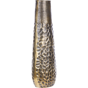 Beliani Decorative Vase Distressed Gold Metal 44 cm Weathered Effect Textured Antique Style Material:Aluminium Size:17x44x17