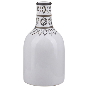 Beliani Flower Vase White Stoneware Decorative Piece Vintage Styled Crackle Effect Weathered Material:Stoneware Size:13x25x13