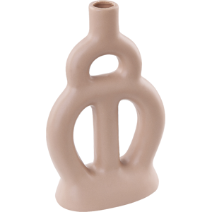 Beliani Decorative Table Vase Beige Porcelain 28 cm Modern Abstract Shape Waterproof Living Room Bedroom Material:Porcelain Size:9x28x17