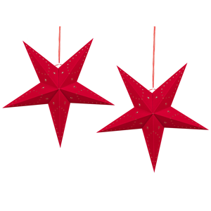 Beliani Set of 2 Star Lanterns Red Velvet Paper 60 cm Hanging Christmas Home Decororation Seasonal Festive  Material:Paper Size:18x60x60