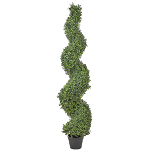 Beliani Artificial Potted Spiral Tree Green Plastic Leaves Material Metal Construction 158 cm Decorative Indoor Outdoor Garden Accessory Material:Synthetic Material Size:30x158x30